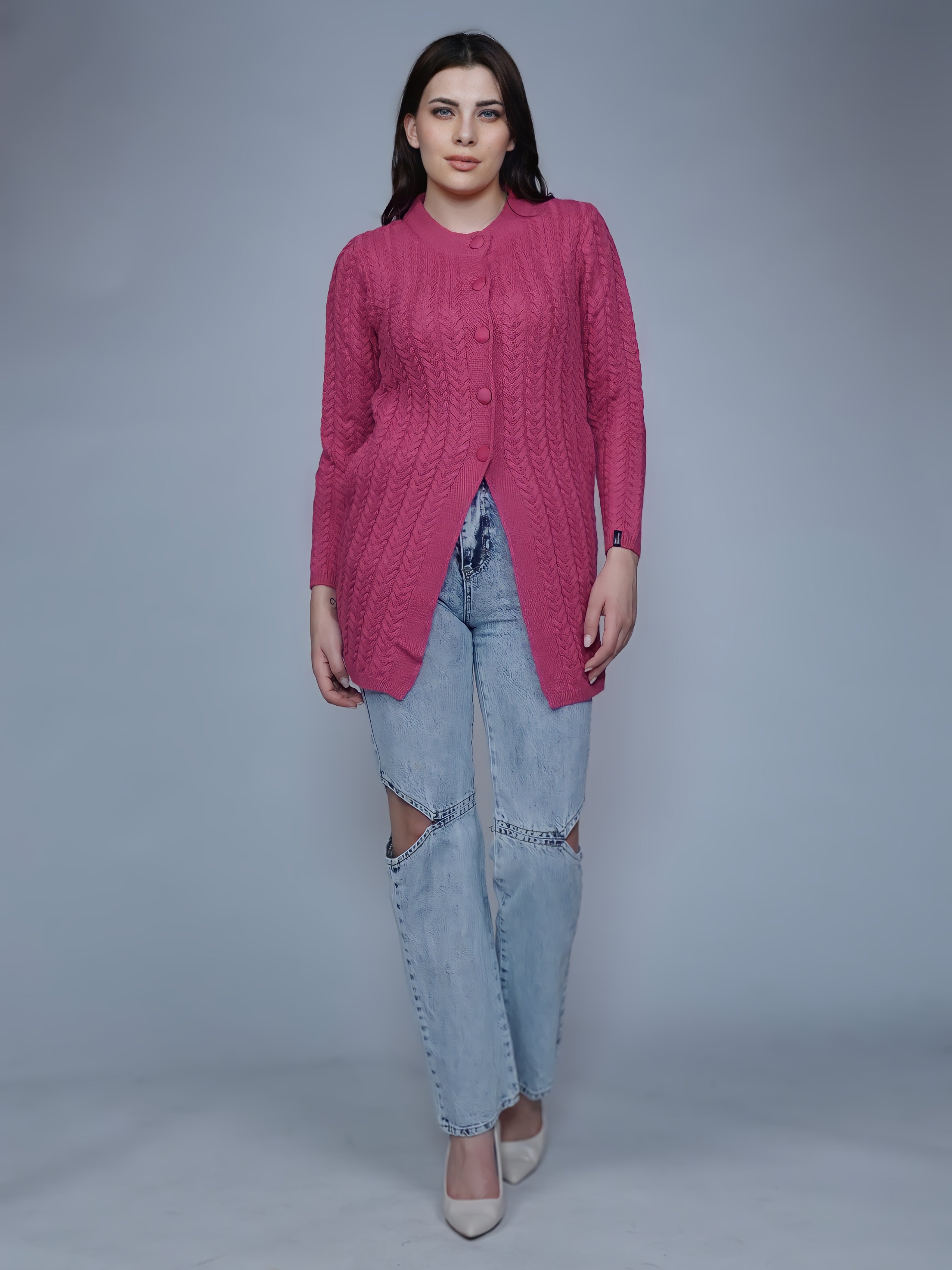Vibrant Cable-Knit Cardigan