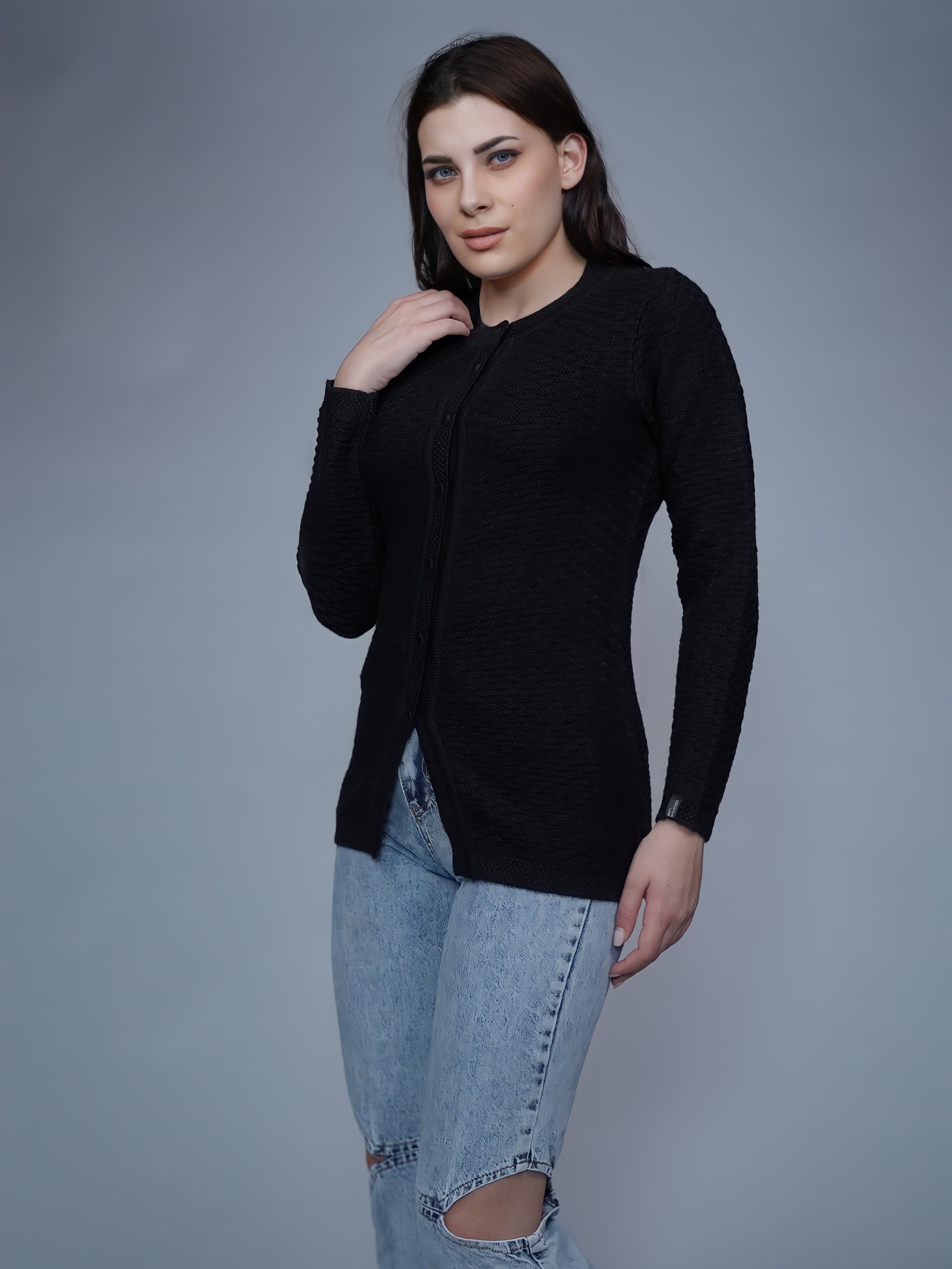 Textured Knit Button-Down Cardigan