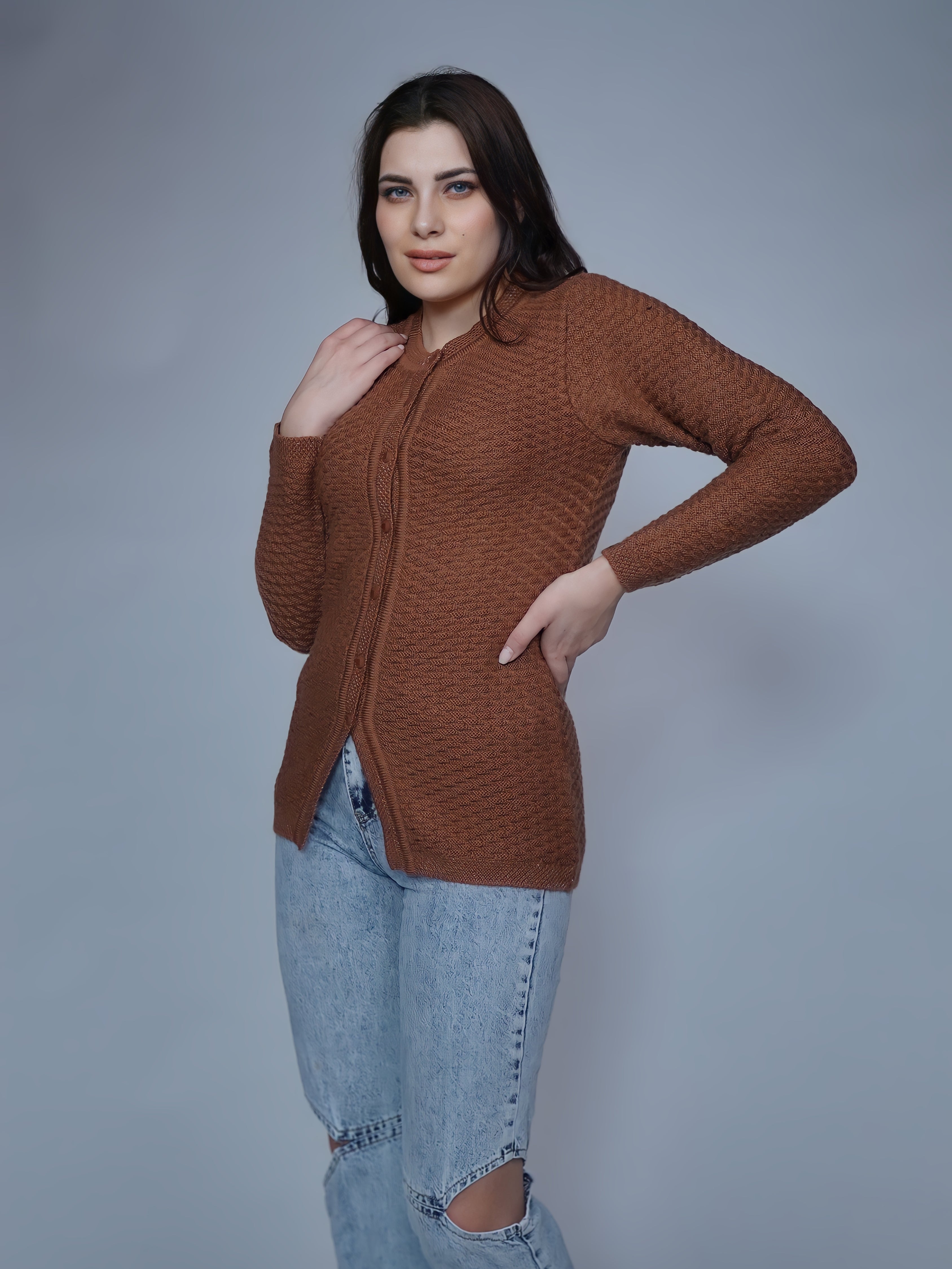Textured Knit Button-Down Cardigan