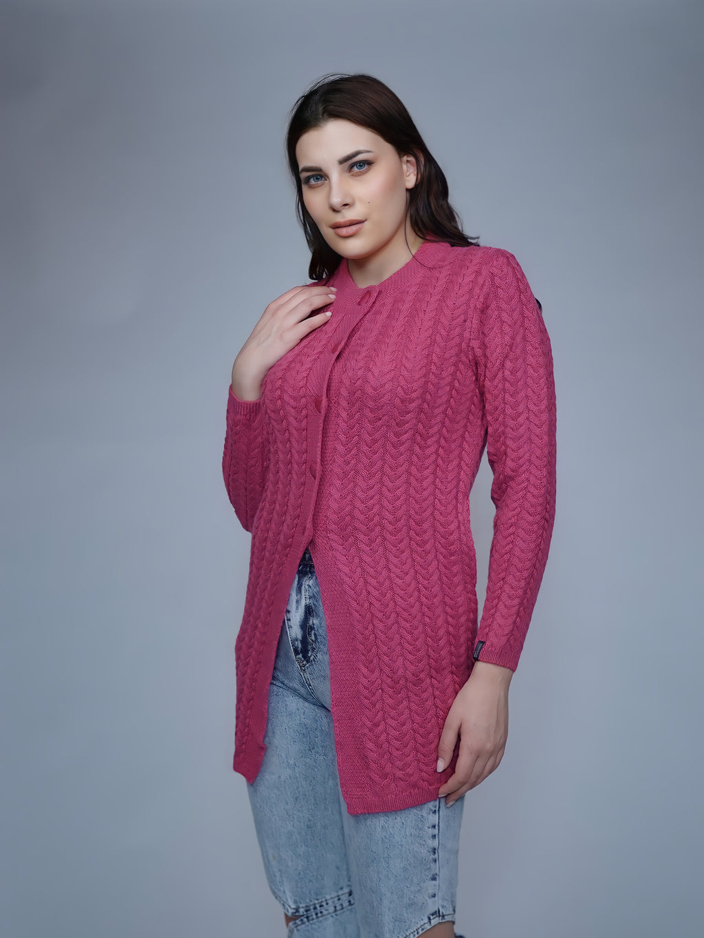 Vibrant Cable-Knit Cardigan