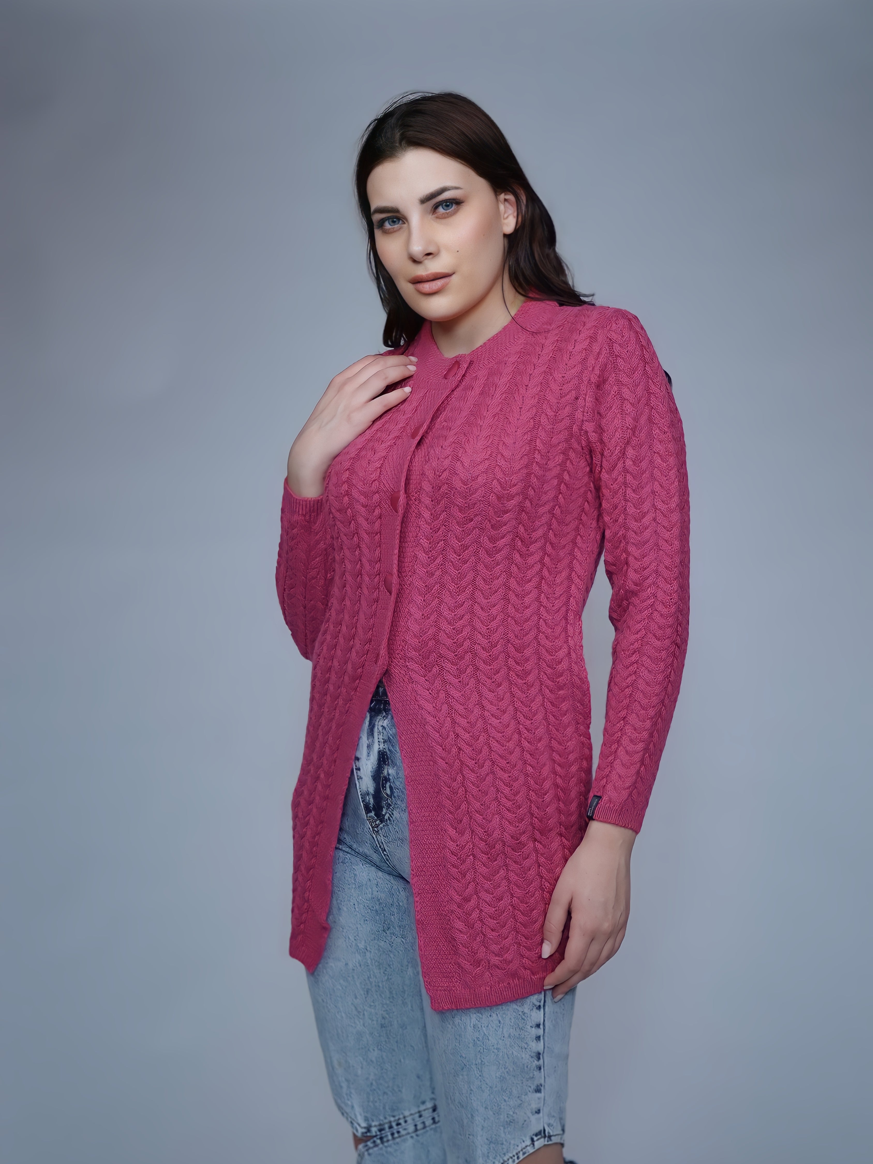 Vibrant Cable-Knit Cardigan