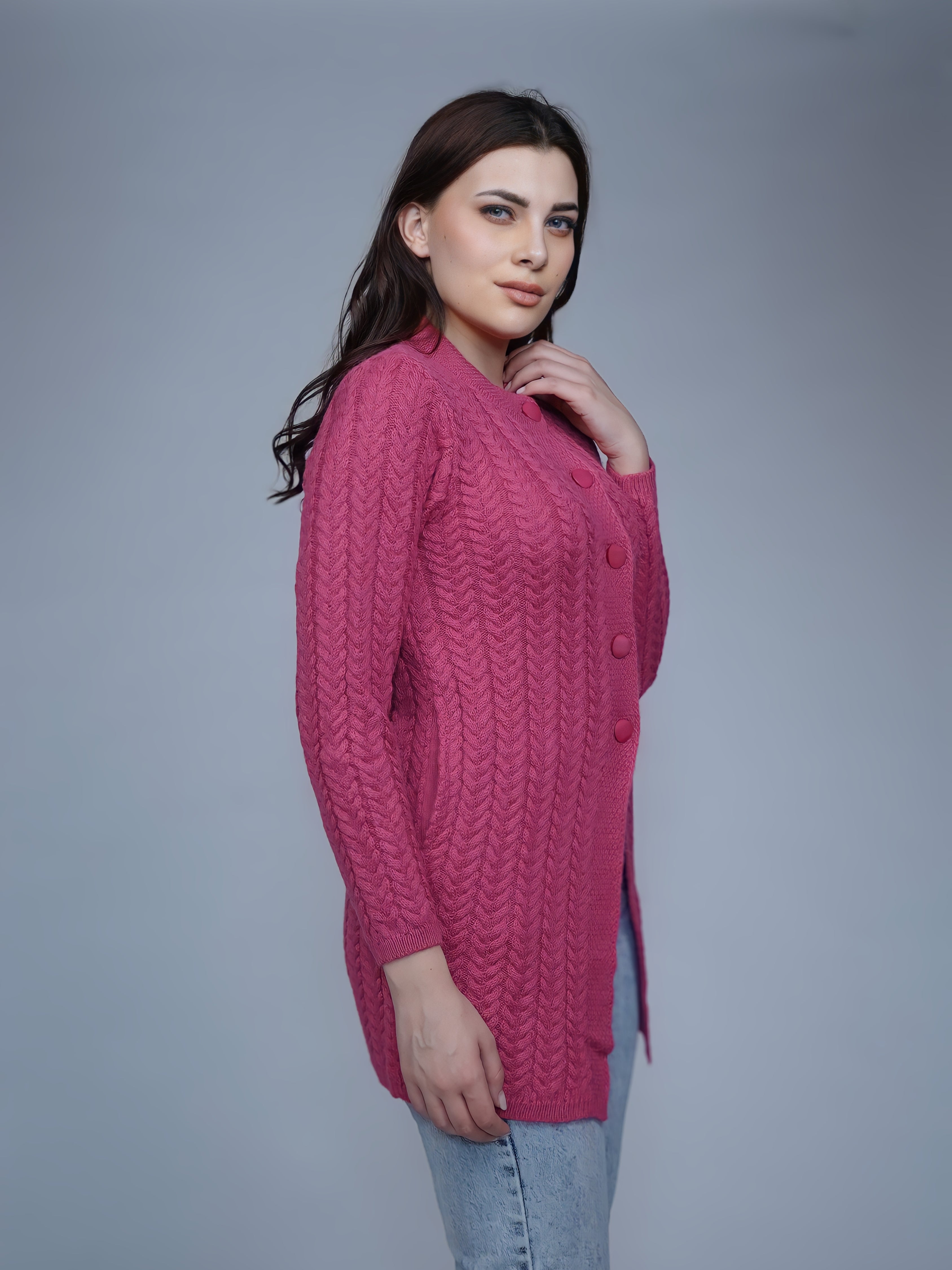 Vibrant Cable-Knit Cardigan