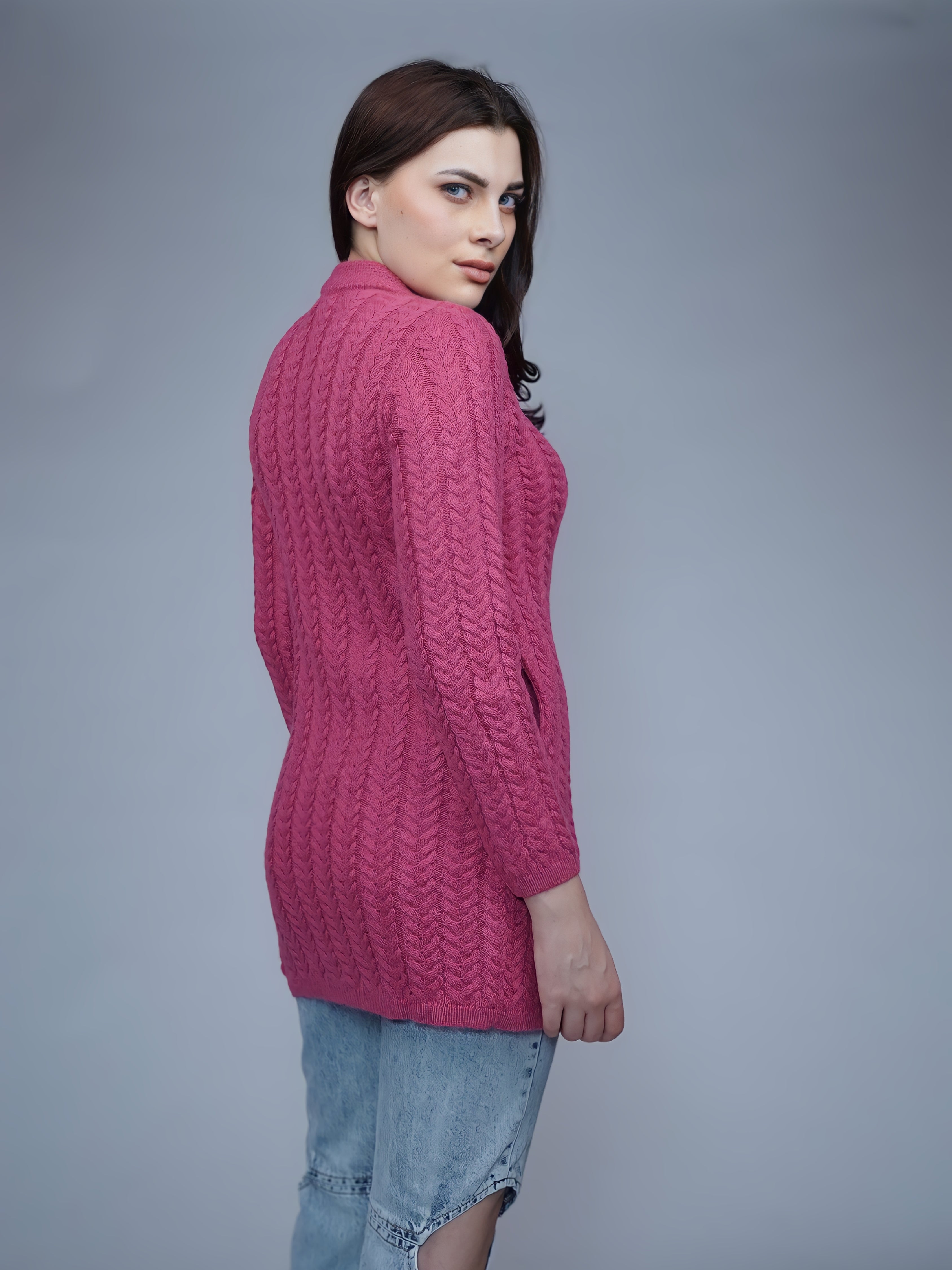 Vibrant Cable-Knit Cardigan