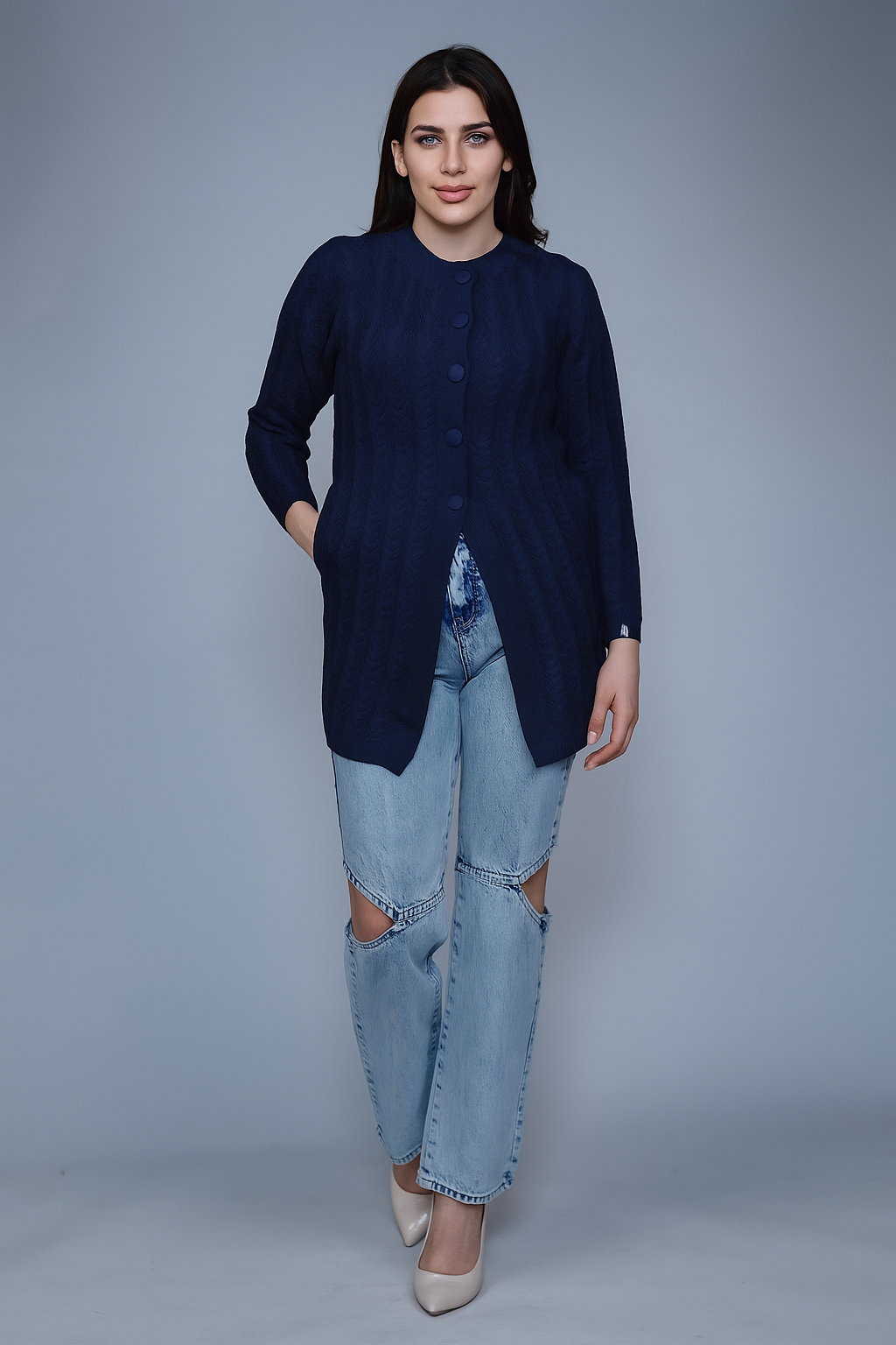 Vibrant Cable-Knit Cardigan