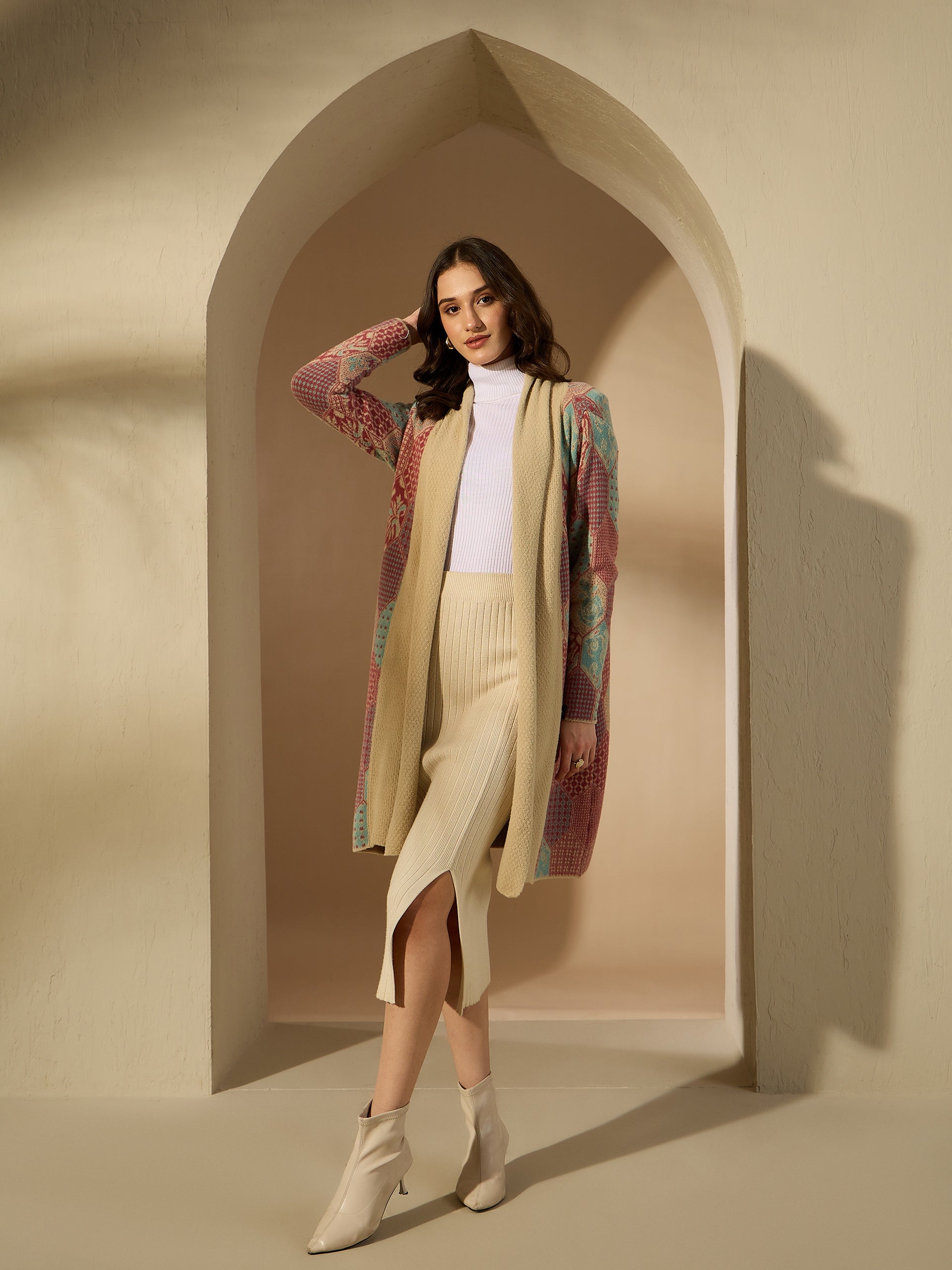 Patterned Longline Cardigan