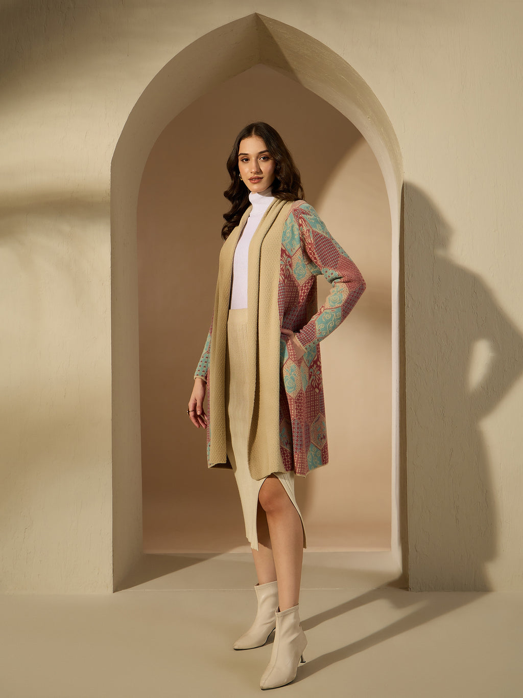 Patterned Longline Cardigan