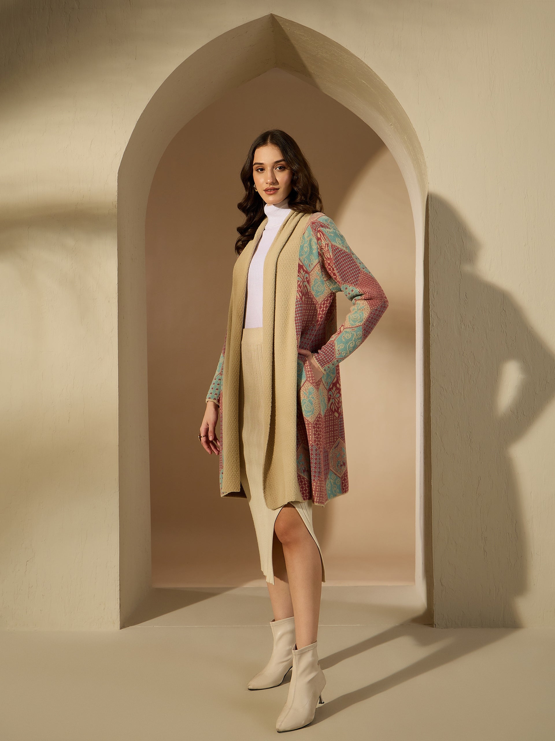 Patterned Longline Cardigan