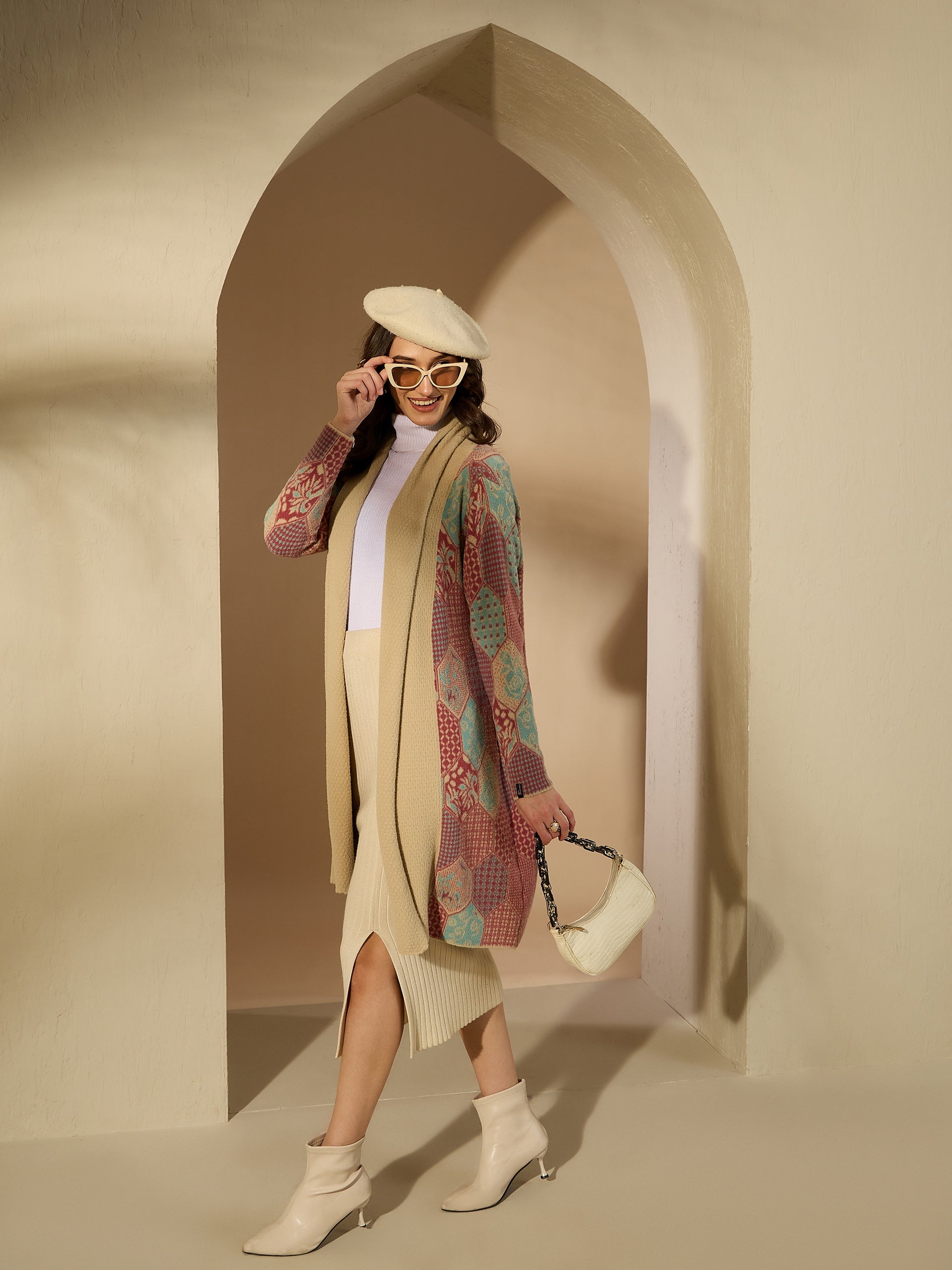 Patterned Longline Cardigan