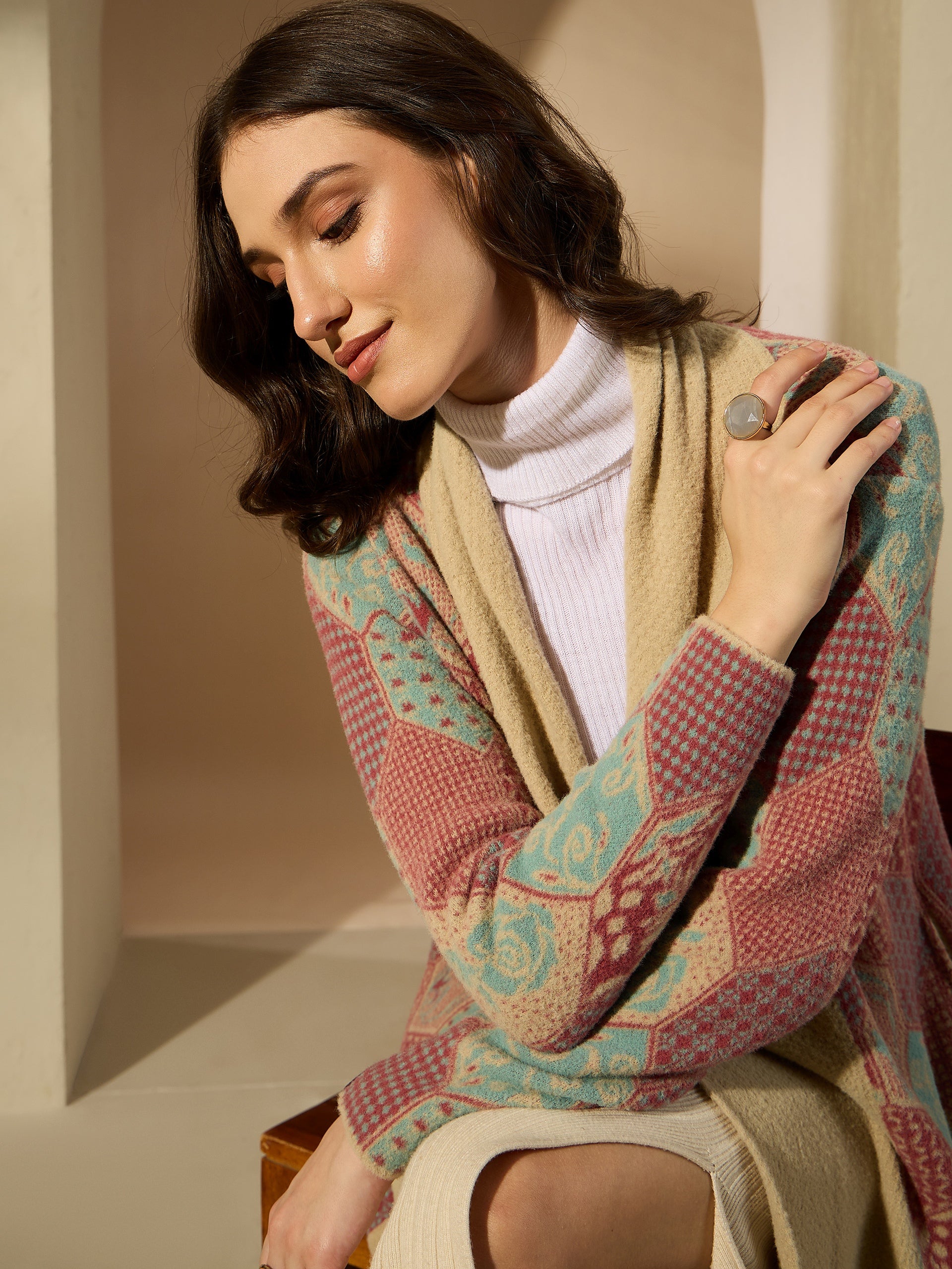 Patterned Longline Cardigan