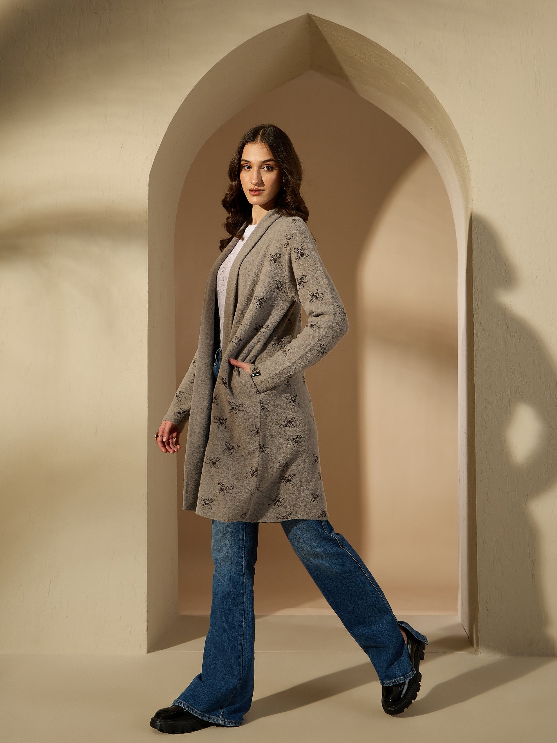 Embroidered Longline Cardigan