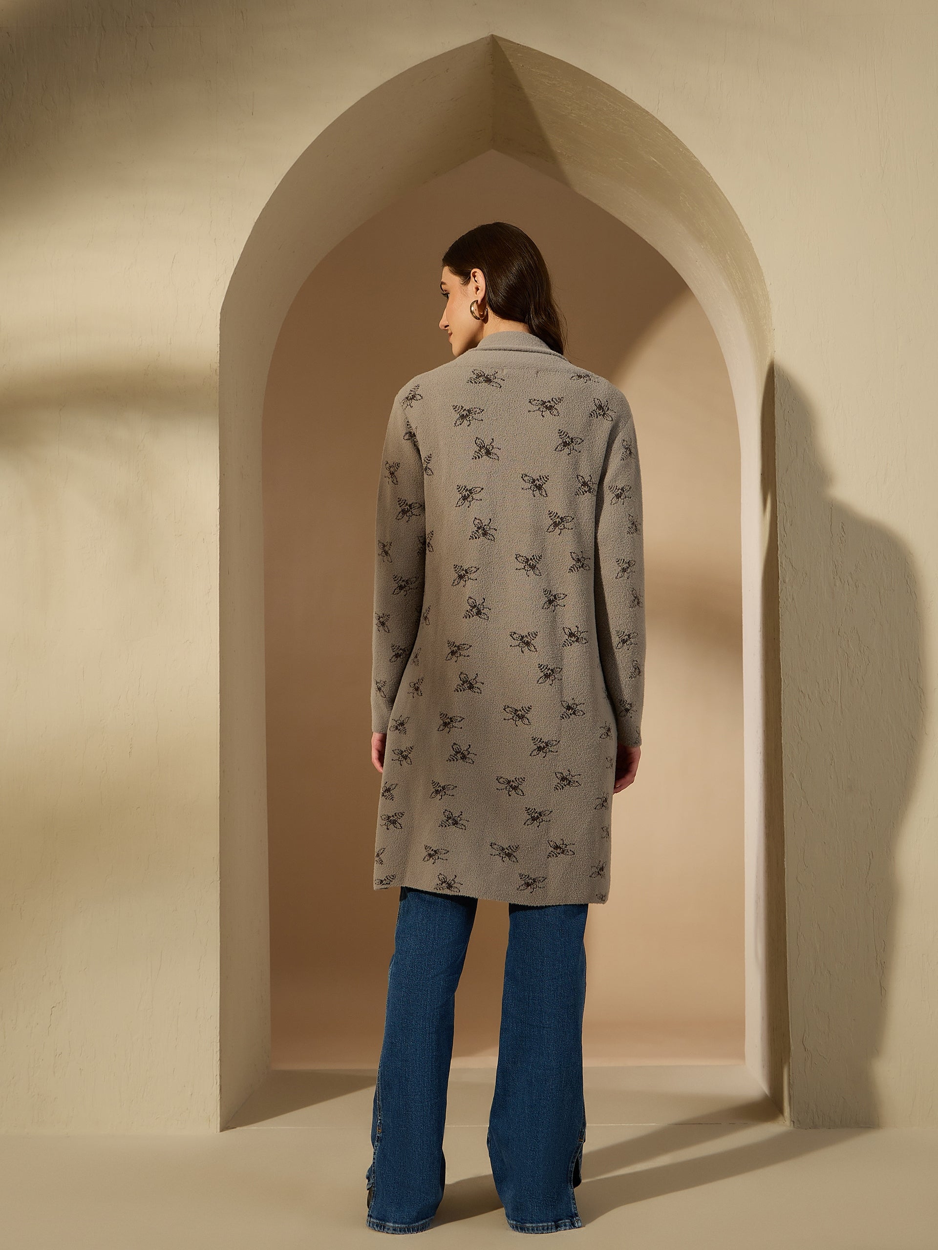 Embroidered Longline Cardigan