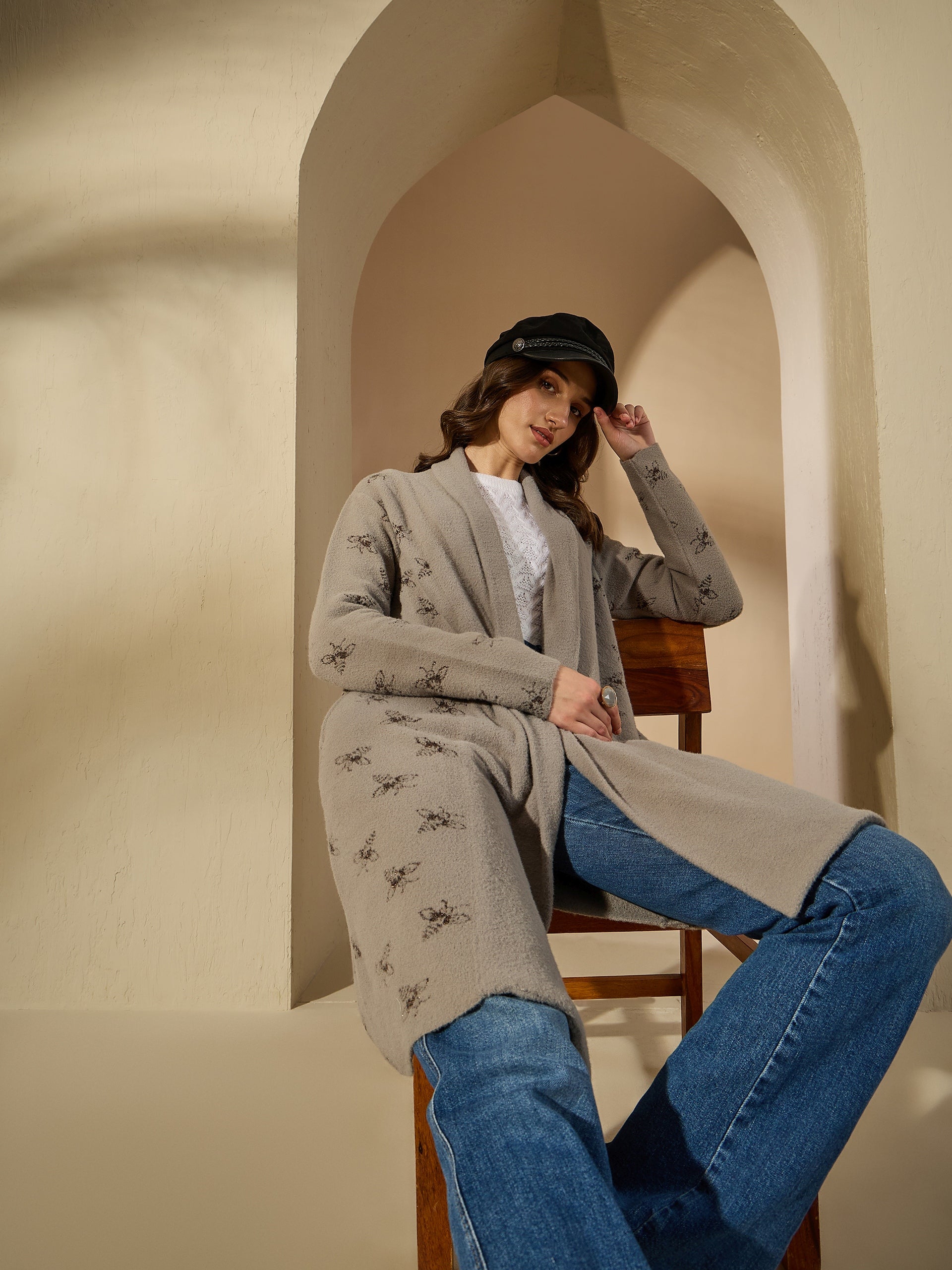 Embroidered Longline Cardigan